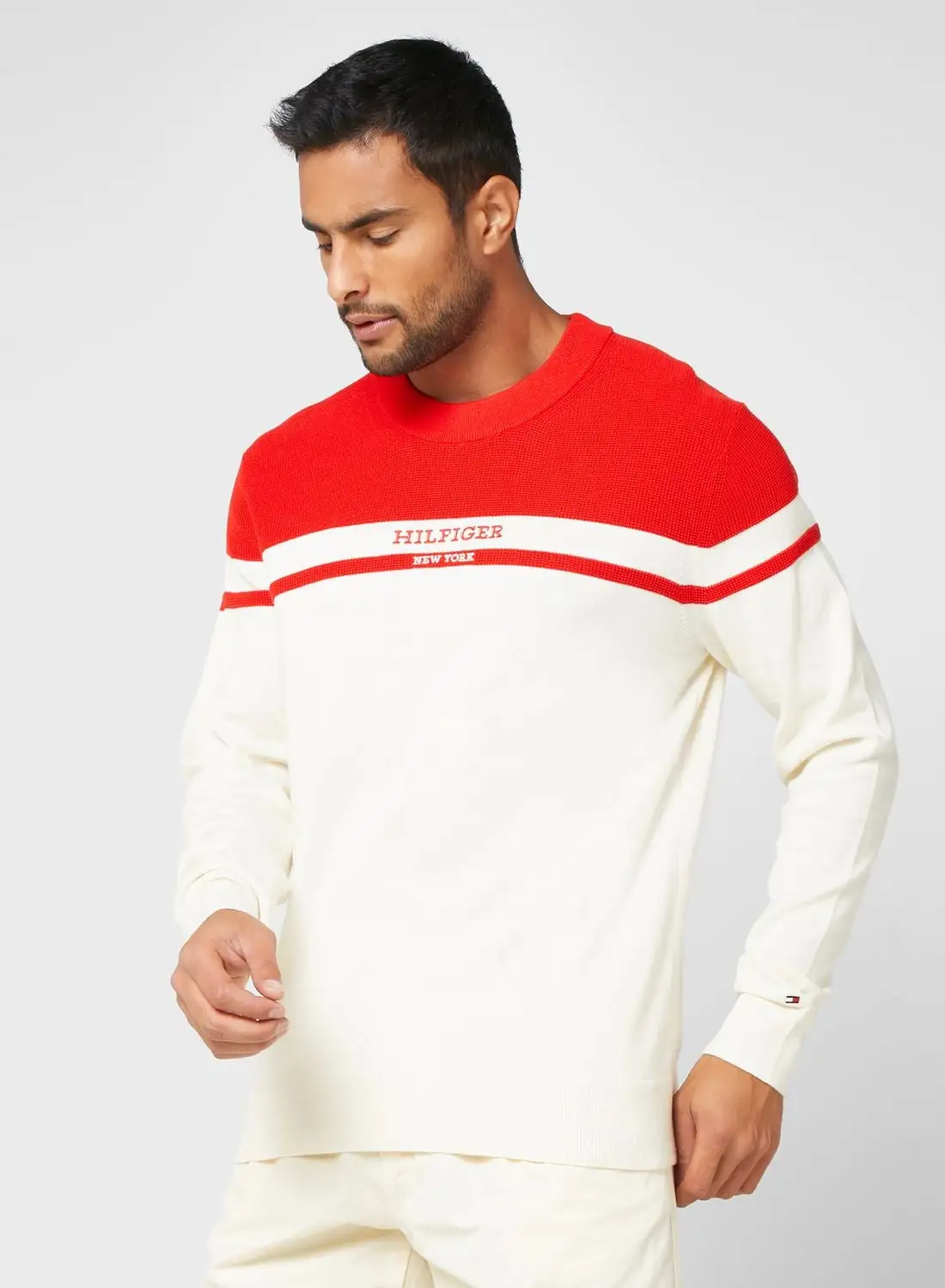 TOMMY HILFIGER Color Block Crew Neck Sweater