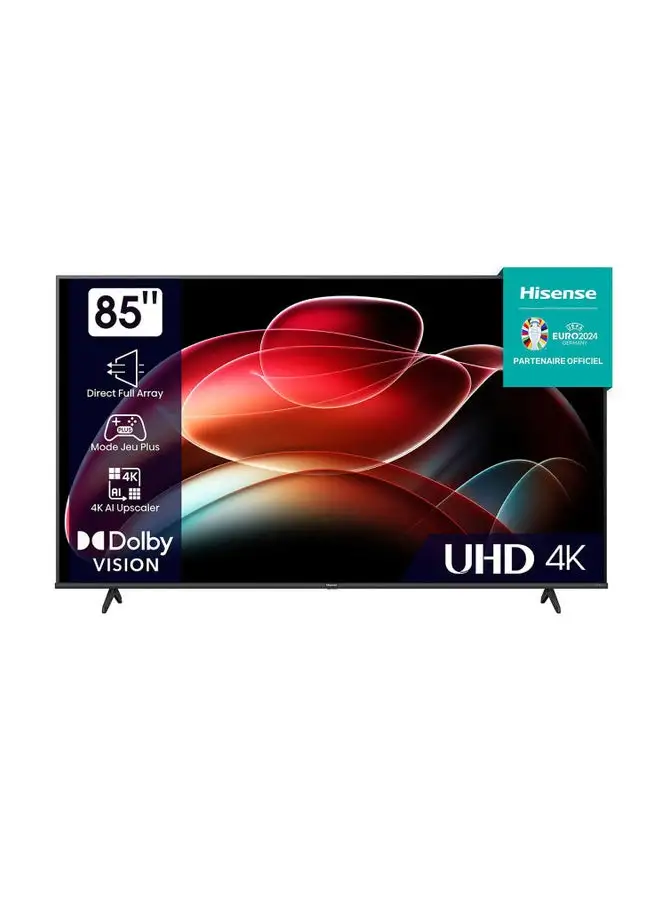 تلفزيون هايسينس 85 بوصة 4K UHD LED - Dolby Vision/HDR10+ - Wi-Fi/Bluetooth - Sound 2.0 30W 85A6KS أسود
