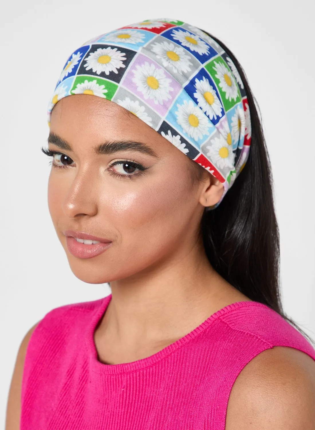 Ginger Multicolor Daisy Print Headband
