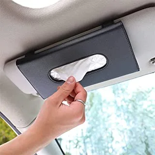 Car Tissue Holder, Sun Visor Napkin Holder, Car Visor Tissue Holder, PU Leather backseat tissue case holder for car,Vehicle(black)