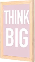 Lowha think big pink white wall art with pan wood framed ready to hang for home, bed room, office living room home decor hand made wooden color 23 x 33cm by lowha