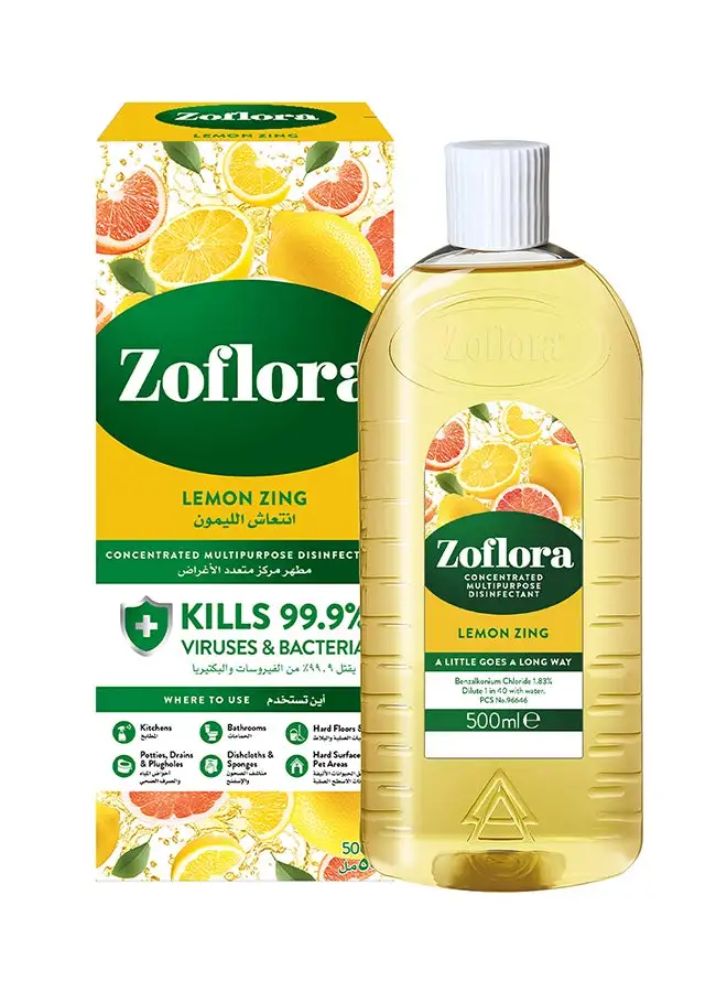 Zoflora Lemon Zing Concentrated Multipurpose Disinfectant 500ml