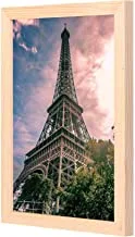 لووا برج إيفل في باريس فرنسا لوحة جدارية مع مقلاة خشبية مؤطرة جاهزة للتعليق للمنزل ، غرفة النوم ، غرفة المعيشة والمكتب ، ديكور المنزل مصنوع يدويًا ، لون خشبي 23 × 33 سم من LOWHA