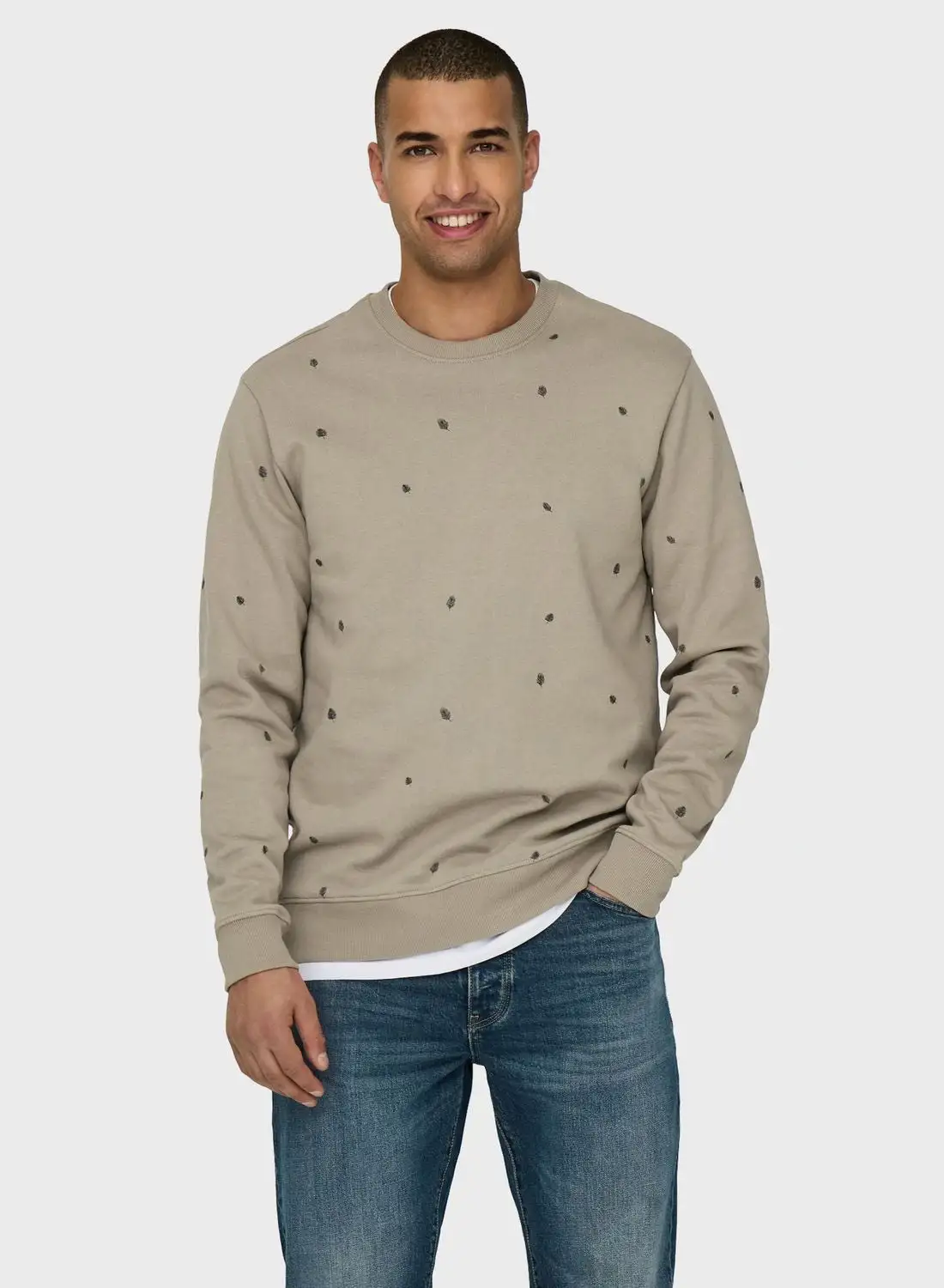 Only & Sons All Over Print Crew Neck Sweatshirt