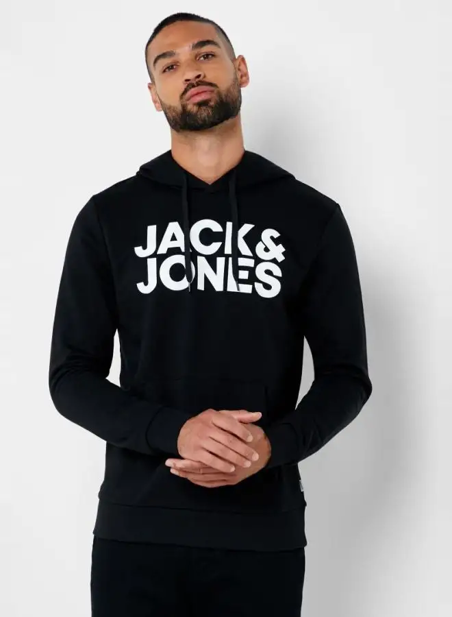 JACK & JONES Corporate Logo Hoodie Black