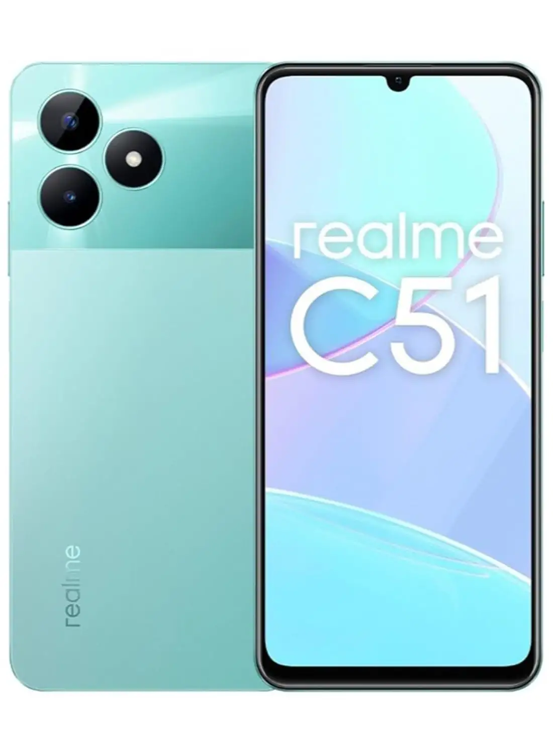 Realme C51 ثنائي الشريحة، 4 جيجابايت رام، 128 جيجابايت، أخضر نعناعي، 4G - إصدار الشرق الأوسط