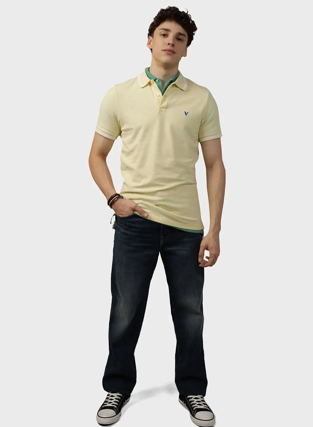 American Eagle Slim Fit Embroidered Logo Polo T-shirt