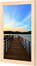 LOWHA Brown Wooden Dock Wall Art with Pan Wood framed Ready to hang for home, bed room, office living room Home decor hand made wooden color 23 x 33cm By LOWHA