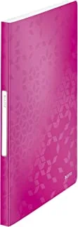Leitz wow pp display book with 40 pockets, a4 size, pink