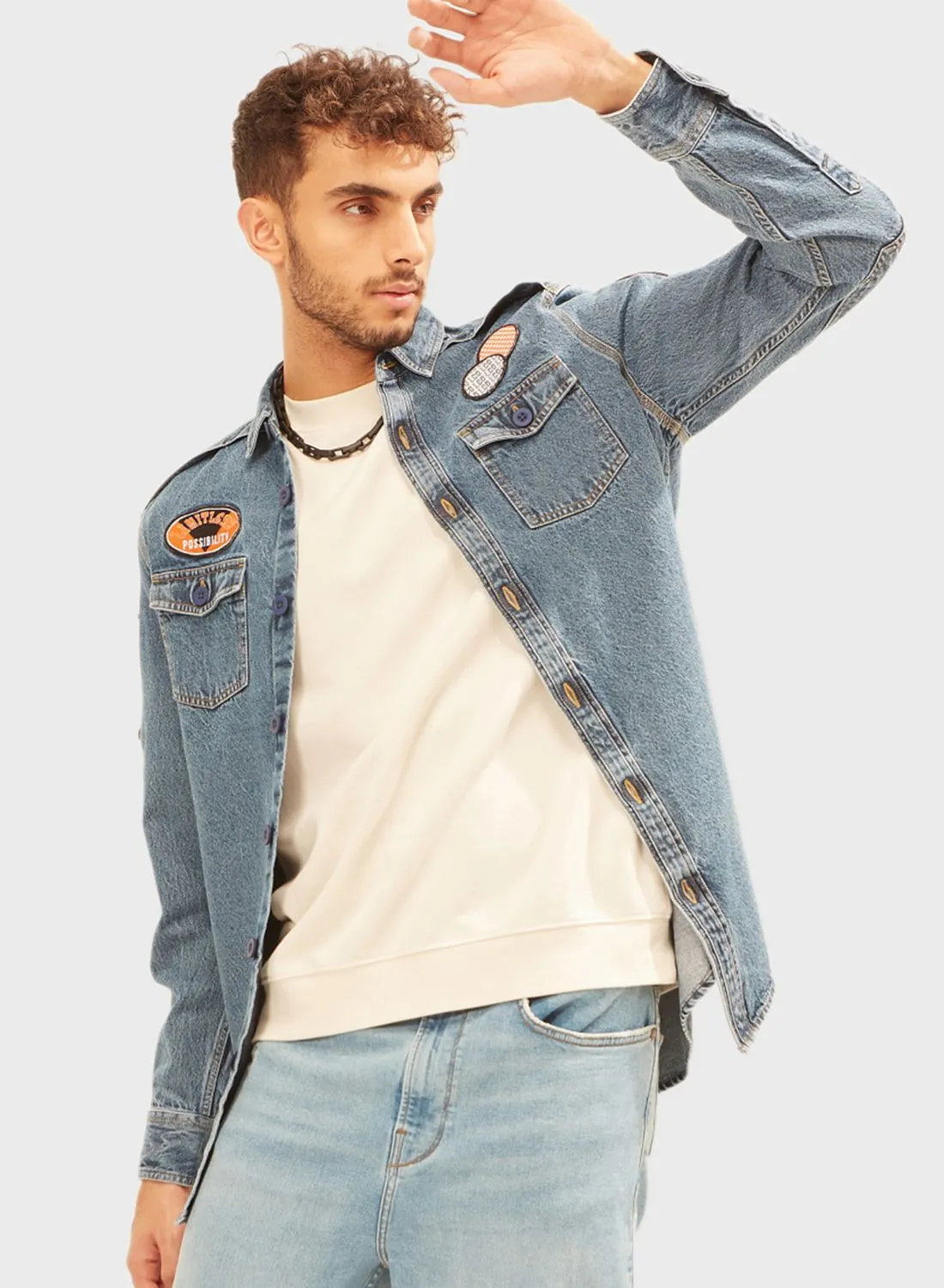 Lee Cooper Badge Relaxed Fit Denim Shirt
