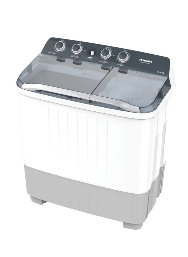 NIKAI Semi Automatic Twin Tub Washing Machine Silent Operation Rust Proof Body 10 kg NWM1101SPN24 White