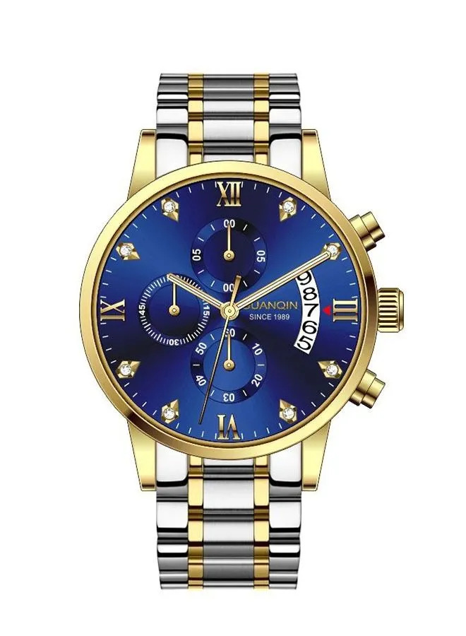GUANQIN quartz waterproof watch with gold and blue surface