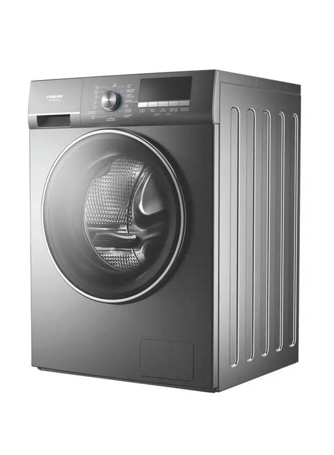 NIKAI Front Load Washing Machine Signature Series Big Chrome Door Digital Display 8 kg NWM800FN24S Silver Grey