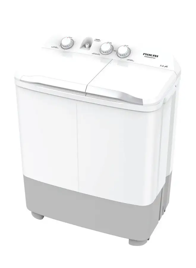 NIKAI Semi Automatic Twin Tub Washing Machine Silent Operation 7 kg NWM0900SPN24 White