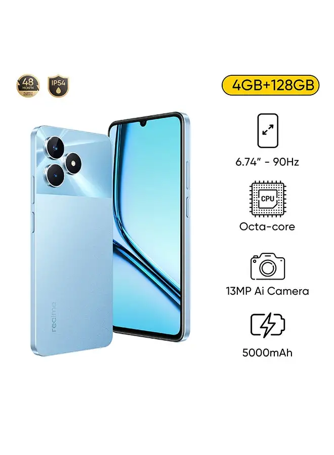 realme Note 50 Dual SIM Sky Blue 4GB RAM 128GB 4G - Middle East Version