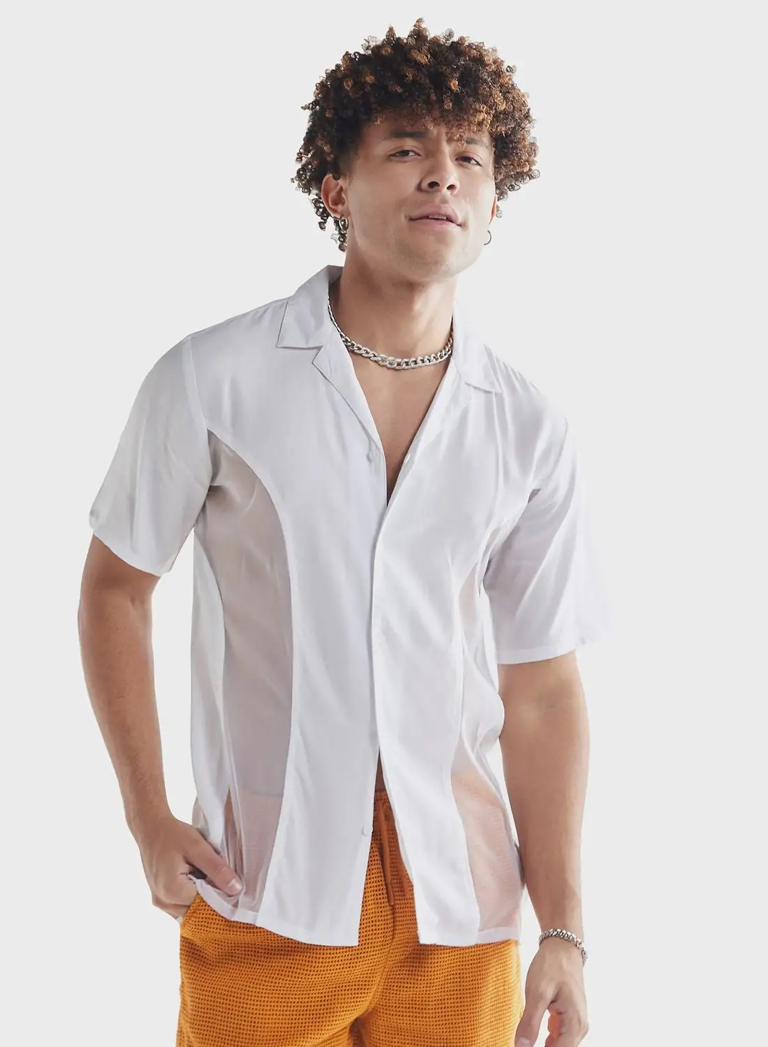 FAV Mesh Panelled  Regular Fit Shirt