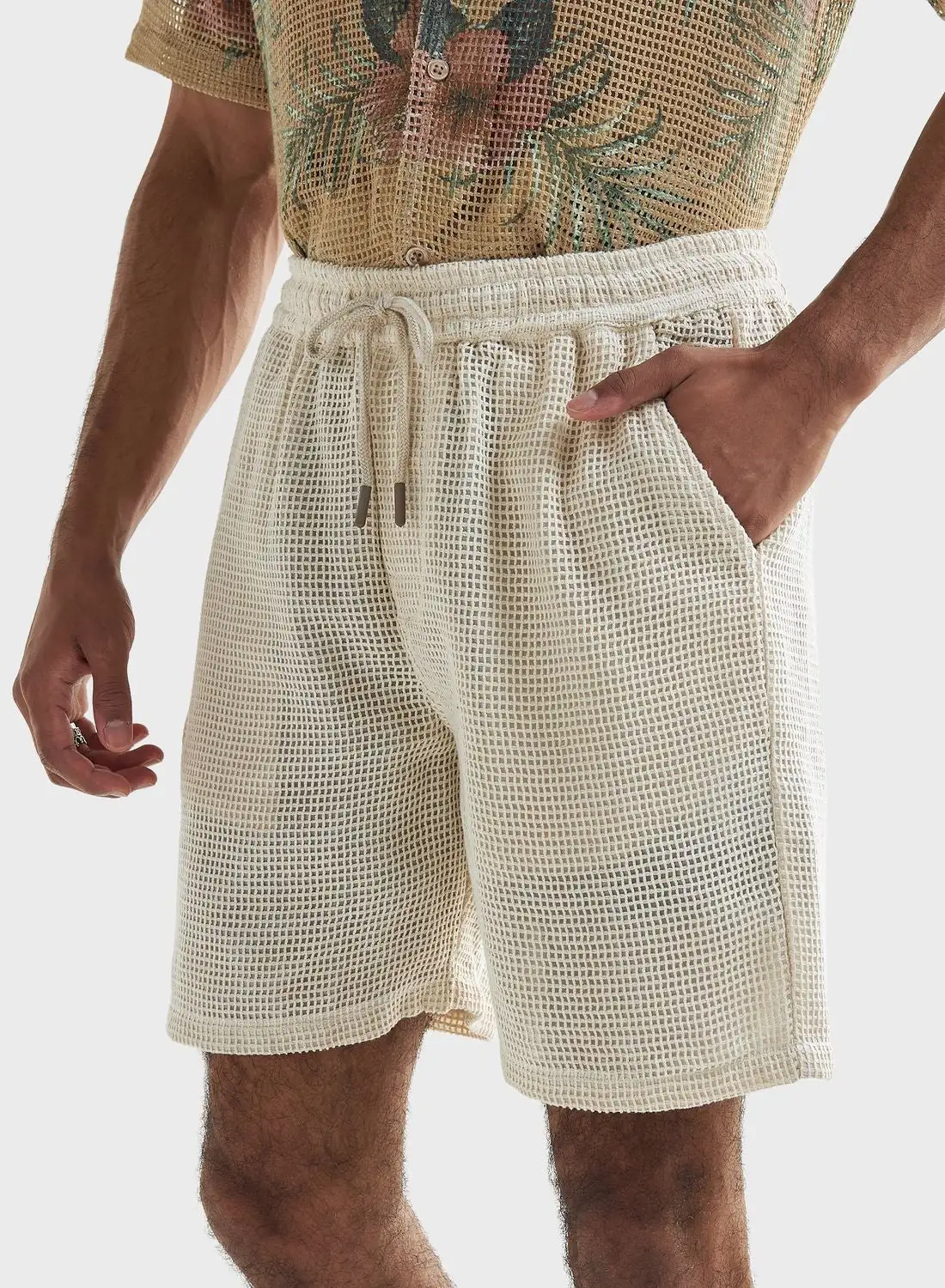 FAV Textured Drawstring Shorts