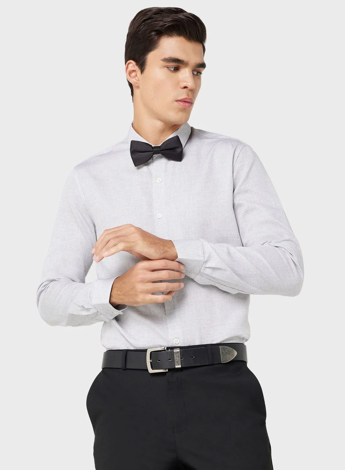 Robert Wood Pure Cotton Formal Shirt With Full Sleeve & Semi Cutaway Collar