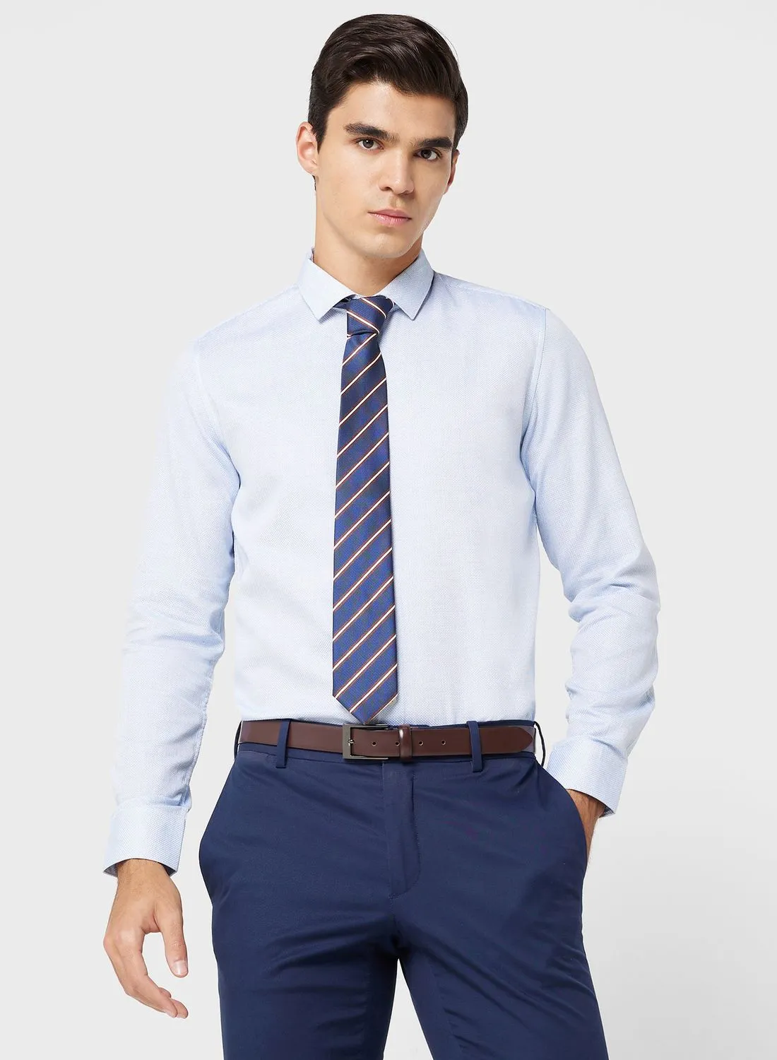 Robert Wood Pure Cotton Formal Shirt With Full Sleeve & Semi Cutaway Collar