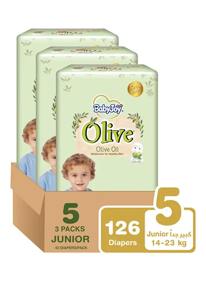 BabyJoy Olive Oil, Size 5 Junior, 14 to 23 kg, Mega Box, 126 Diapers
