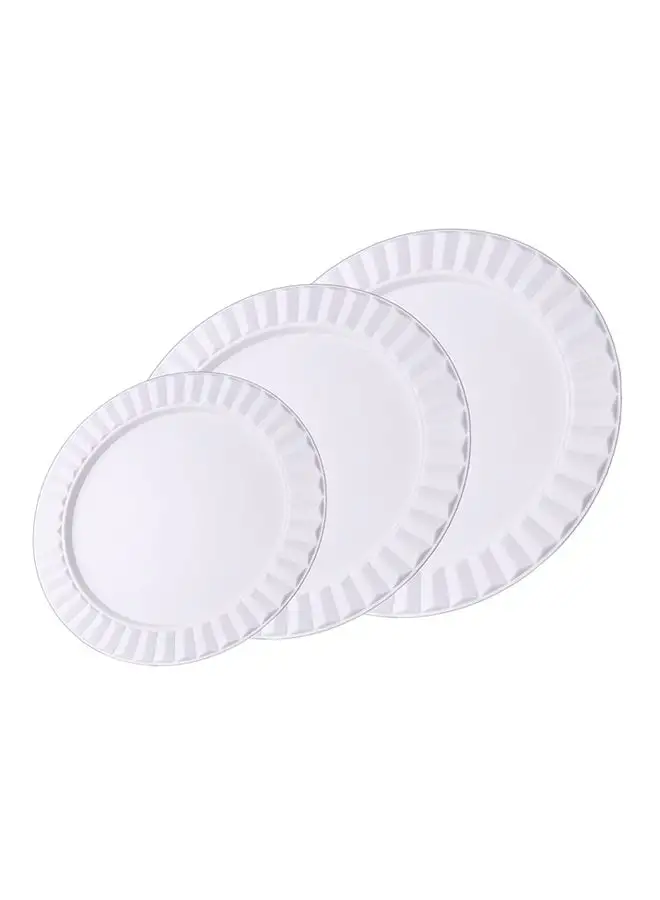 Alsaif 3-Piece Iron Round Shape Serving Tray Set Includes 1xTray (L) 45cm, 1xTray (M) 39cm, 1xTray (S) 33cm Ivory White