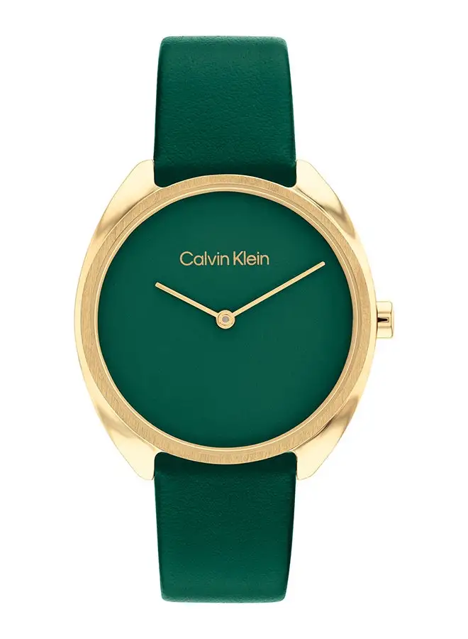 CALVIN KLEIN Women's Analog Round Shape Leather Wrist Watch 25200273 - 34 Mm