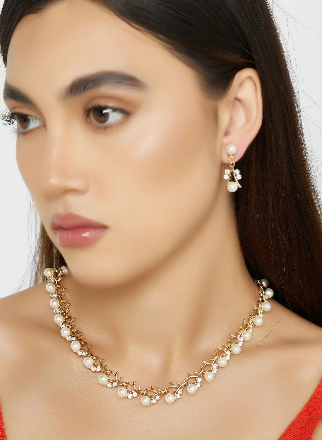 Ella Limited Edition Cz Pearl Necklace & Earring  Set