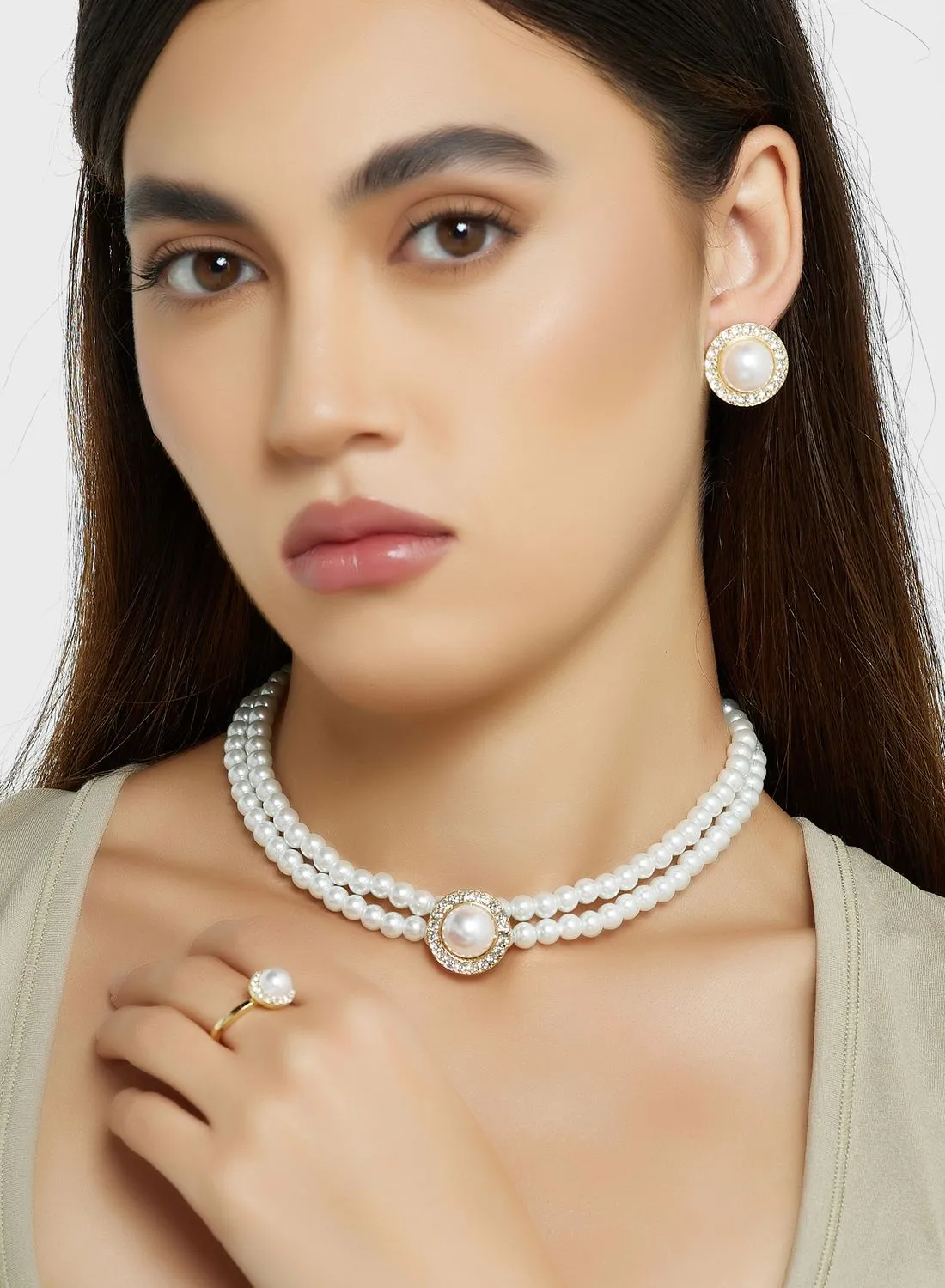 Ella Limited Edition Pearl Necklace , Earrings & Ring Set