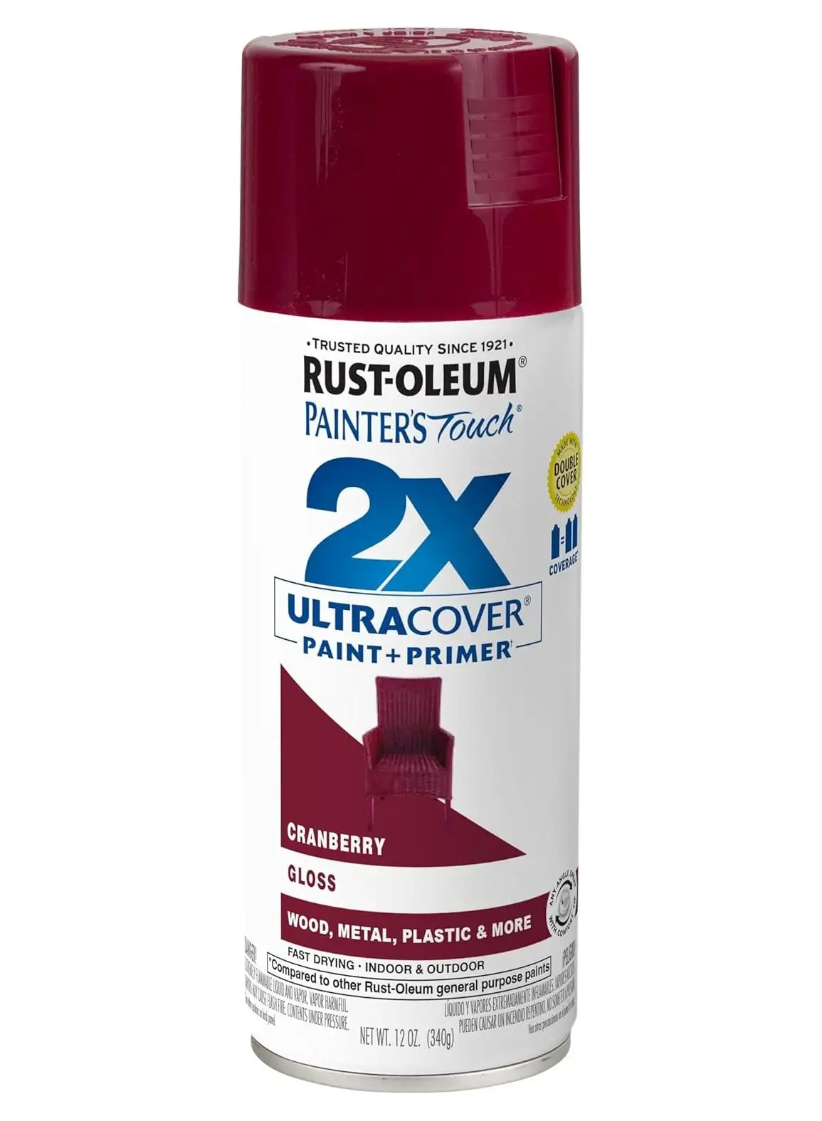 RUST-OLEUM Painter's Touch 2X 12 Oz Cranberry Cover Spray Paint Gloss - 249863