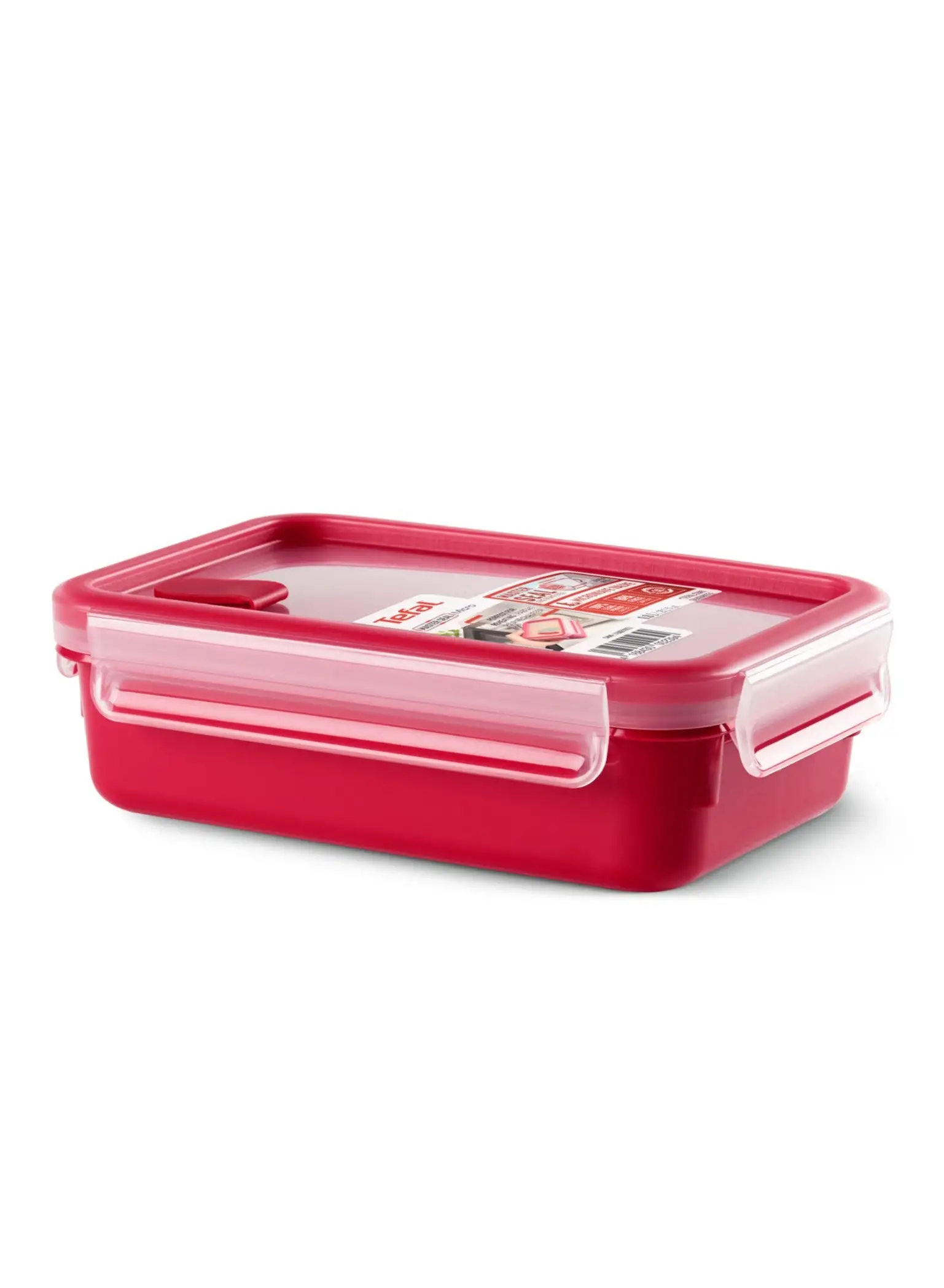 Tefal Master Seal Micro Rectangle Food Storage Red/Clear 0.8 Litre