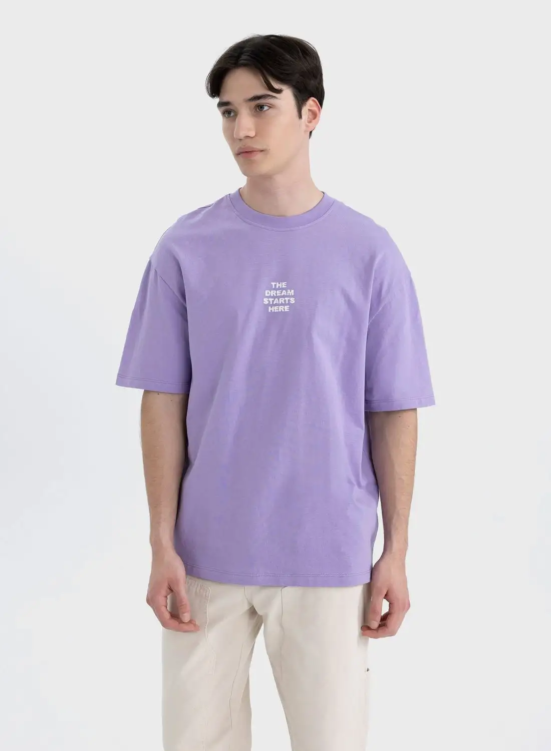 DeFacto Comfort Fit Crew Neck Printed T-Shirt