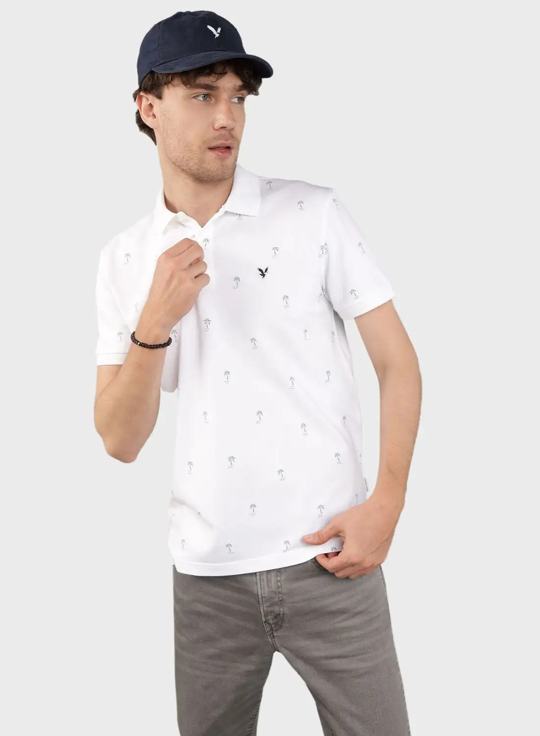 American Eagle Pique Printed Polo