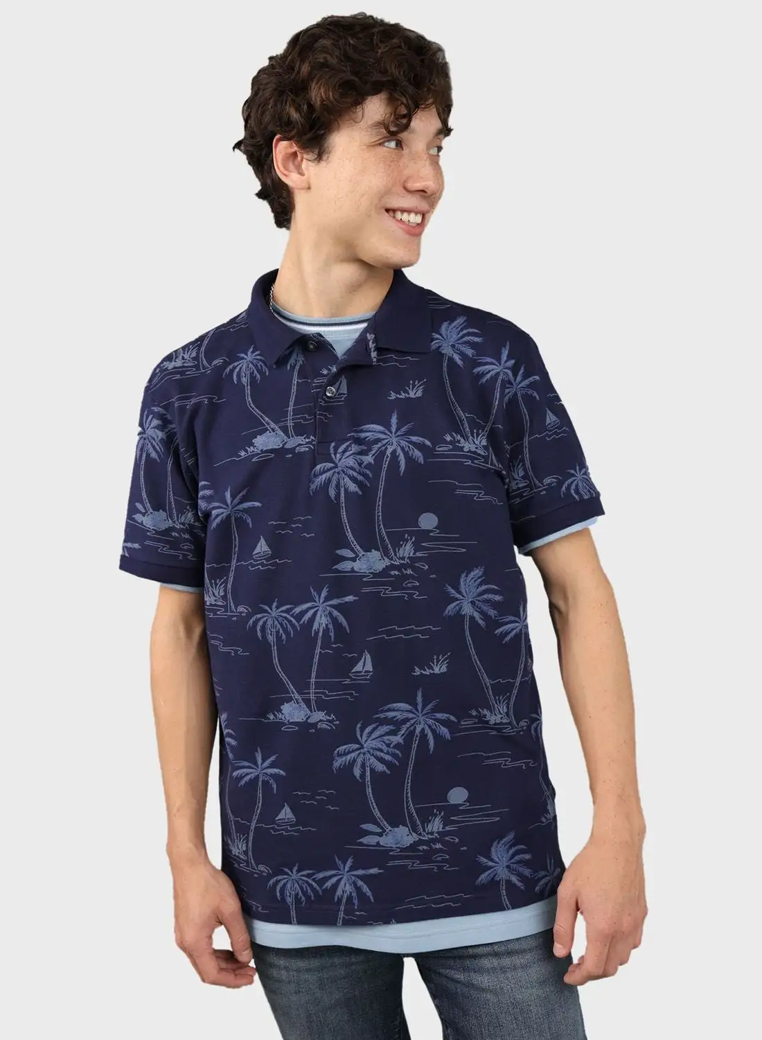 American Eagle Pique Printed Polo