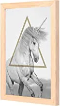 LOWHA uncorn horse grey Wall Art with Pan Wood framed Ready to hang for home, bed room, office living room Home decor hand made wooden color 23 x 33cm By LOWHA