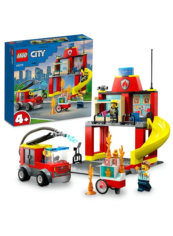 Barbie LEGO 60375 City Fire Fire Station and Fire Engine Building Toy Set (153 Pieces)