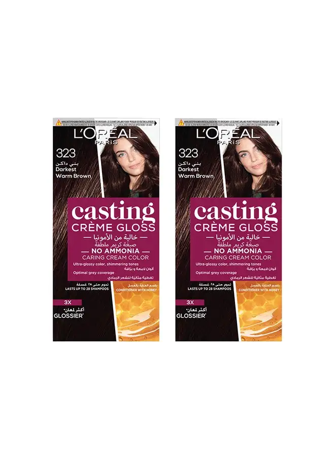 L'OREAL PARIS Casting Crème Gloss No Ammonia Hair Color For Shiny Hair 323 Darkest Warm Brown