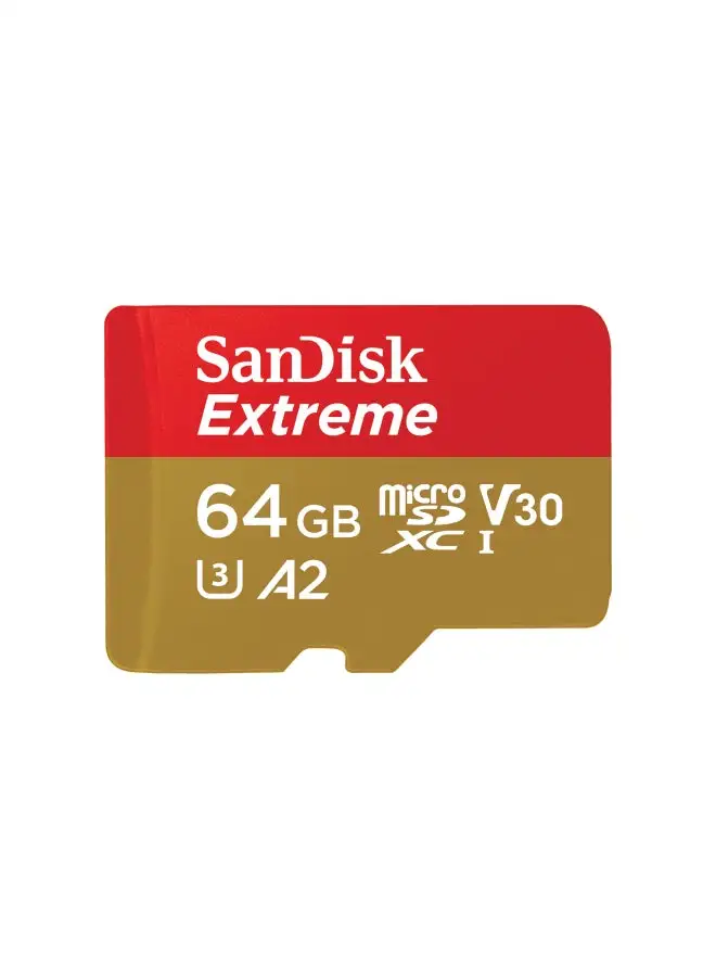بطاقة Sandisk Extreme microSDXC UHS-I A2 V30 U3 C10 - 170/80 ميجابايت/ثانية 64.0 جيجابايت