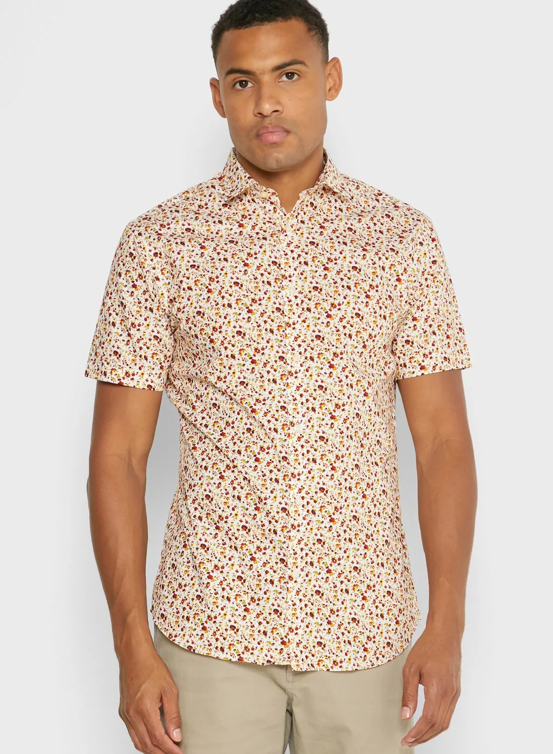 JACK & JONES Floral Print Slim Fit Shirt