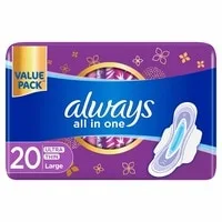 Always All in one Ultra Thin Large Sanitary Pads with wings 20 Count