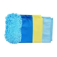 SMY - 4 Pcs Car Washing Kit Wash/Dry/Polish Microfiber Towels Chenille Sponge Car Wash Kit