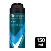 REXONA Men Antiperspirant Deodorant Spray, 72 Hour Sweat & Odor Protection*, Active Dry, With Motionsense Technology, 150ml