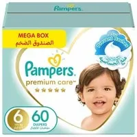 Pampers Premium Care Taped Diapers, Size 6 ,13+kg, Mega Box, 60 Diapers