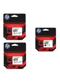 HP Pack Of 3 651 Ink Cartridges HP C2P11AE and 651 Ink cartridge HP C2P10AE, Black
