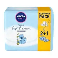NIVEA Baby Wipes Soft & Cream Caring Cream Protection No Alcohol 63 Wipes pack of 3