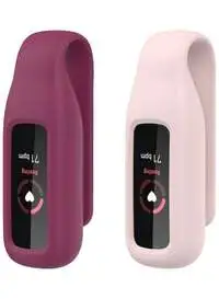 Fitme 2-Piece Silicone Clip For Fitbit, Luxe Pink/Wine Red