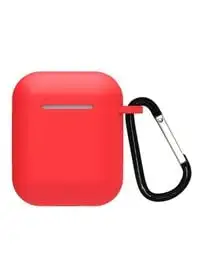 Generic Protective Silicone Airpods Case With Carabiner, Red