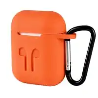 Generic Protective Silicone Airpods Case Shock Proof With Carabiner, Orange