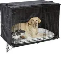 Midwest Homes For Pets Icrate Dog Crate Starter Kit, 42-Inch Dog Crate Kit Ideal For Large Dog Breeds Weighing 71-90 Pounds, Includes Dog Crate, Pet Bed, 2 Dog Bowls & Dog Crate Cover