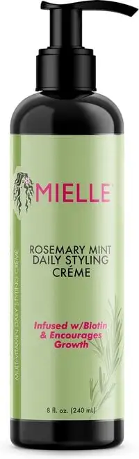 Mielle Organics Rosemary Mint Multi-Vitamin Daily Styling Creme For Curly Hair Definition, Paraben And Silicone Free, 240 ml, White
