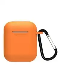 Generic Protective Silicone Airpods Case With Carabiner, Orange